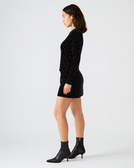 CINDI STUDDED VELVET SKIRT BLACK
